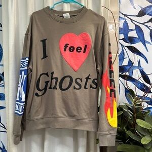 Kanye West I Feel Ghosts Crewneck Sweatshirt Cudi Kids Camp 2018 Sweater Large